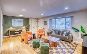 Smart TV, fireplace, video games, table football