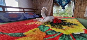 Shower, towels, toilet paper