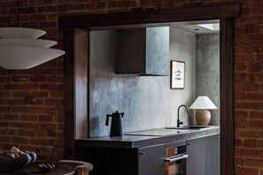 Fridge, microwave, oven, stovetop - The Residence at Collected Places Hobart (North Hobart)