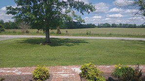 A paved pathway leading to a grassy area with a tree and a brick wall. - Renovated rural 3-bedroom 2-bathroom ranch style home in Smithville, TN (Smithville)