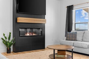 Smart TV, fireplace, video games