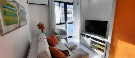 42-inch flat-screen TV with cable channels