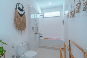 Shower, hair dryer - "MIYA" Luxurious 3BR w/ Outdoor-Cinema Canggu Beach (Bali)