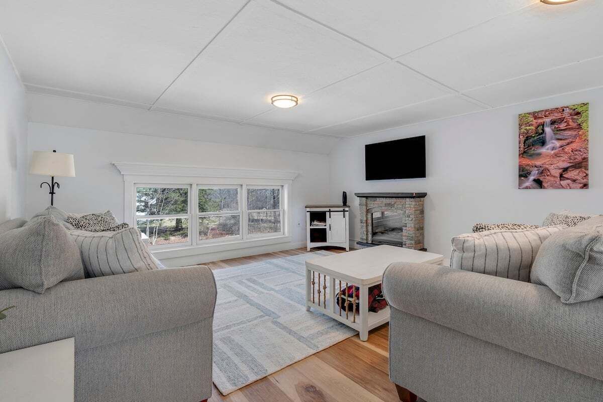 TV, fireplace