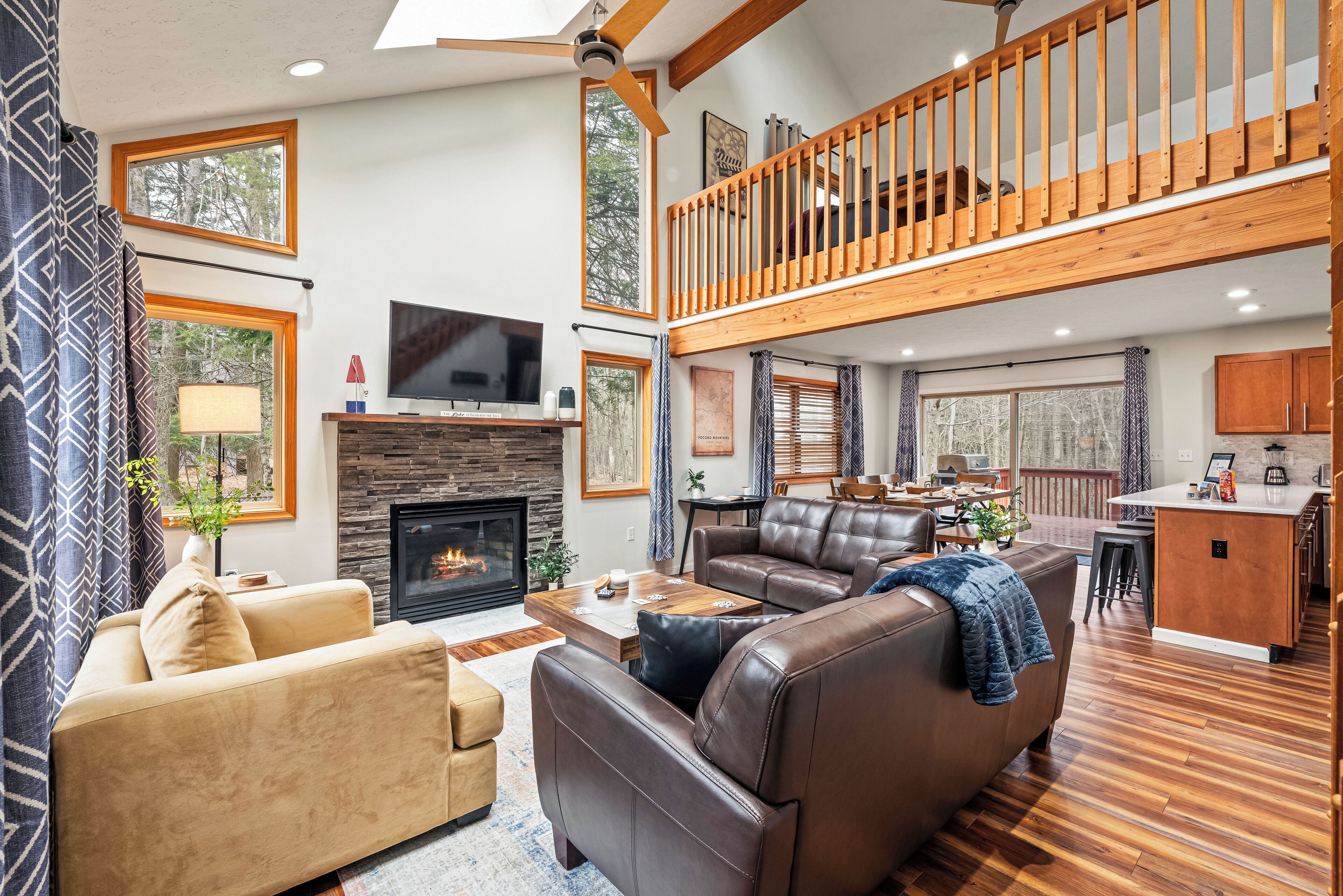 Smart TV, fireplace, video games