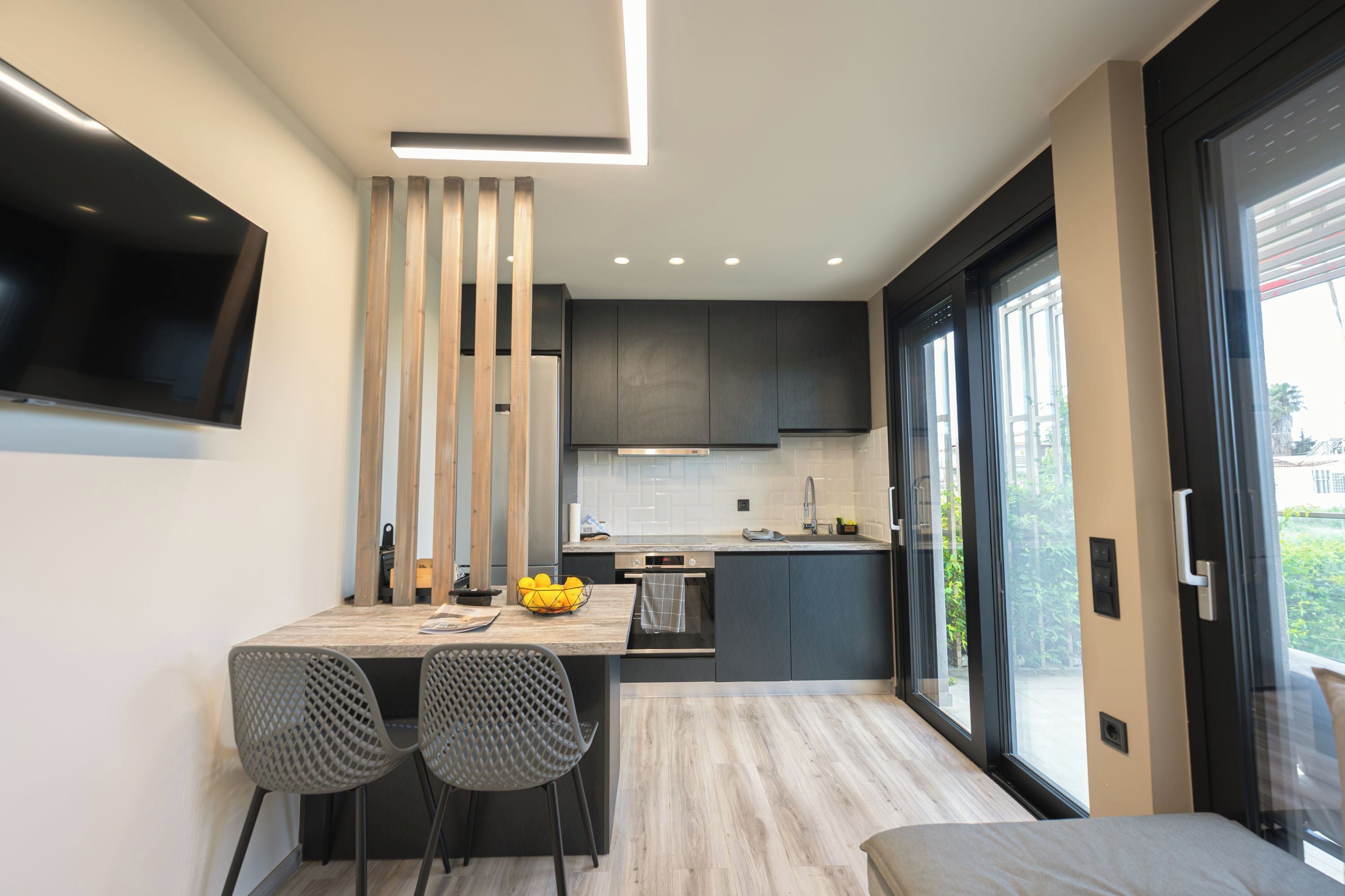 Family Apartment, Multiple Bedrooms (Kourouta Luxury Suites with Pool nr2) | Private kitchen | Fridge, microwave, oven, stovetop