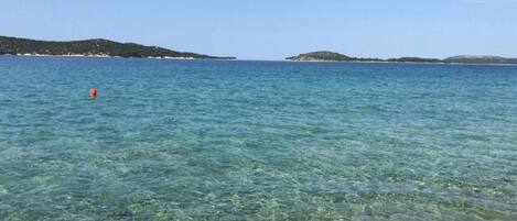 Une vue dégagée sur la côte, avec un rivage rocheux et une mer calme.