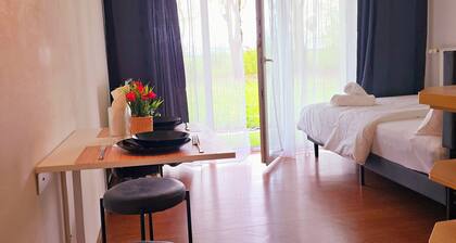 Charming and peaceful studio with gorgeous green backyard view. Energy boosting