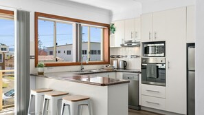 Microwave, oven, toaster, cookware/dishes/utensils