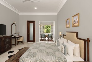 Egyptian cotton sheets, premium bedding, desk, laptop workspace - Chez Lavania A Boutique stay (Udaipur)