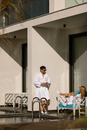 Cabana Suite with Private Pool | Sengetøy i egyptisk bomull, sengetøy av topp kvalitet og dundyner