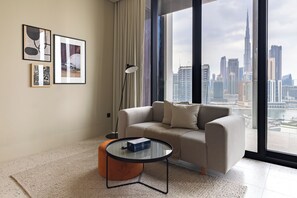 Signature Studio, Non Smoking, City View | Living area - SIMPLY COMFORT Upside Living Business Bay Stunning Panoramic Burj Cityline Views (Dubai)