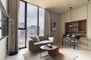 Comfort Studio, Non Smoking | Living area | 45-inch Smart TV with digital channels, Netflix, streaming services
