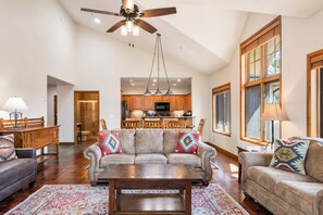 TV connectée, cheminée, livres