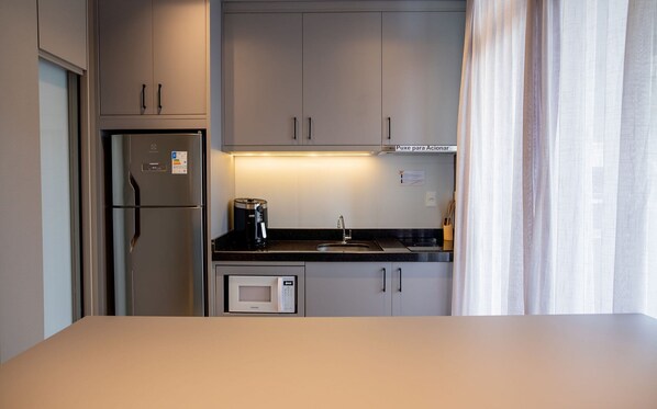 Apartment | Private kitchen | Fridge, microwave, oven, stovetop