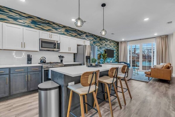 Fridge, microwave, oven, stovetop - Beach Access Modern Kitchen AC Parking Wifi (Seaside Heights)