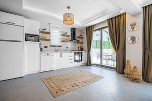 Fridge, microwave, oven, dishwasher