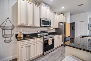 Fridge, microwave, stovetop