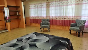 Desk, free WiFi, bed sheets