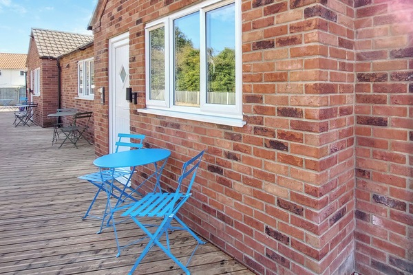 Exterior, bistro set | Tupholme - Walcott Lodges, Walcott