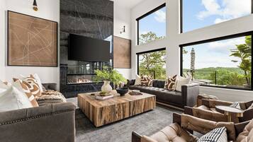 Smart TV, fireplace, video games, books