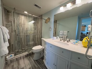 Hair dryer, towels