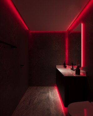 Haartrockner, Bidet, Handtücher, Toilettenpapier