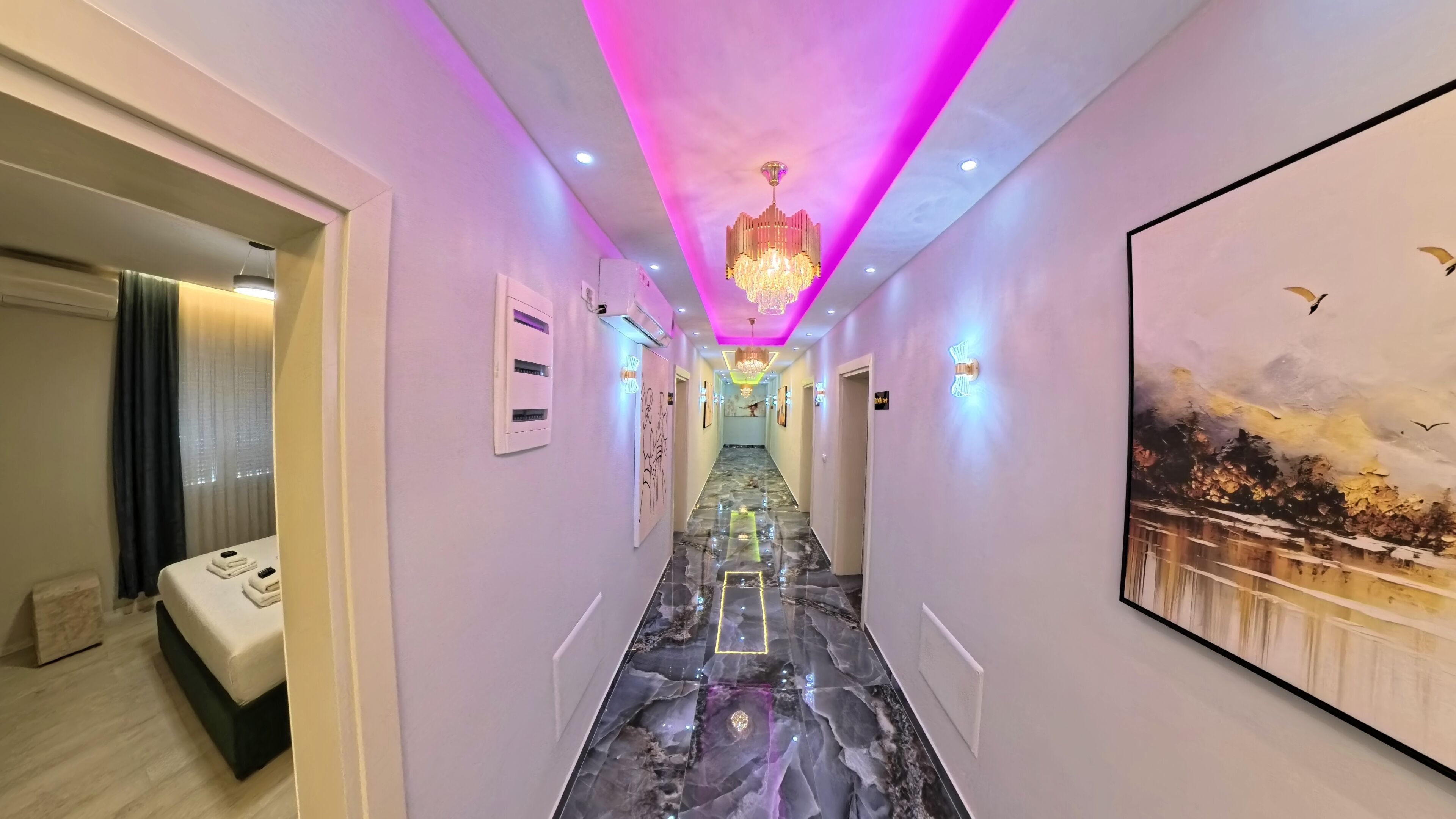 42-inch Smart TV with cable channels, first-run movies, pay movies