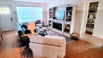 Smart TV, chimenea, videojuegos, reproductor de DVD