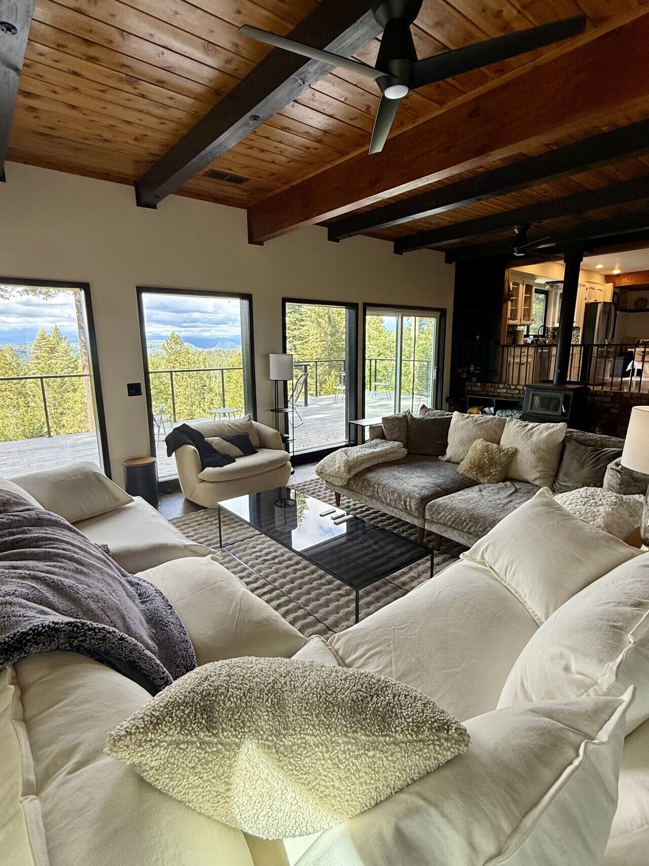 Smart TV, chimenea y libros 