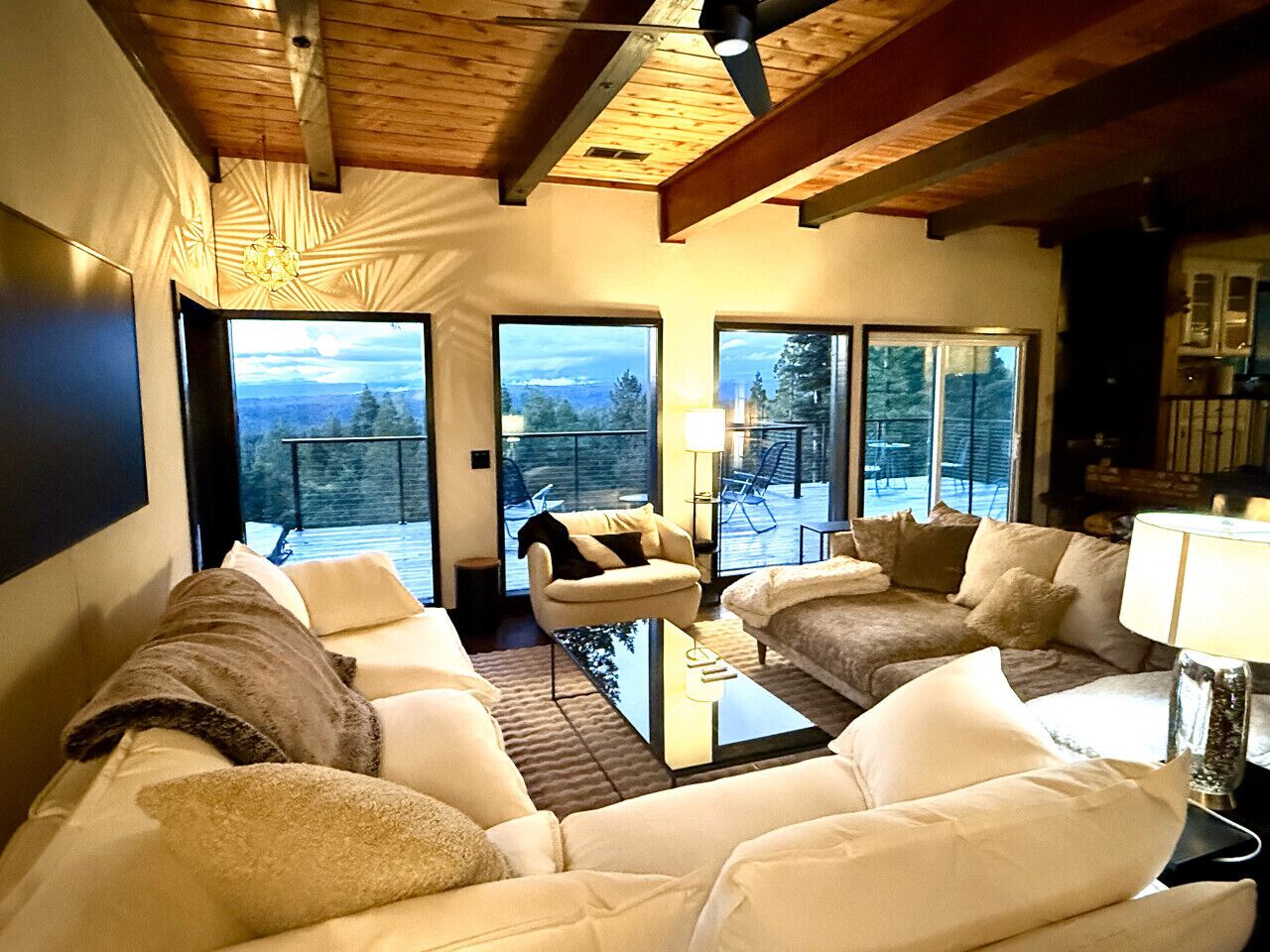 Smart TV, chimenea y libros 