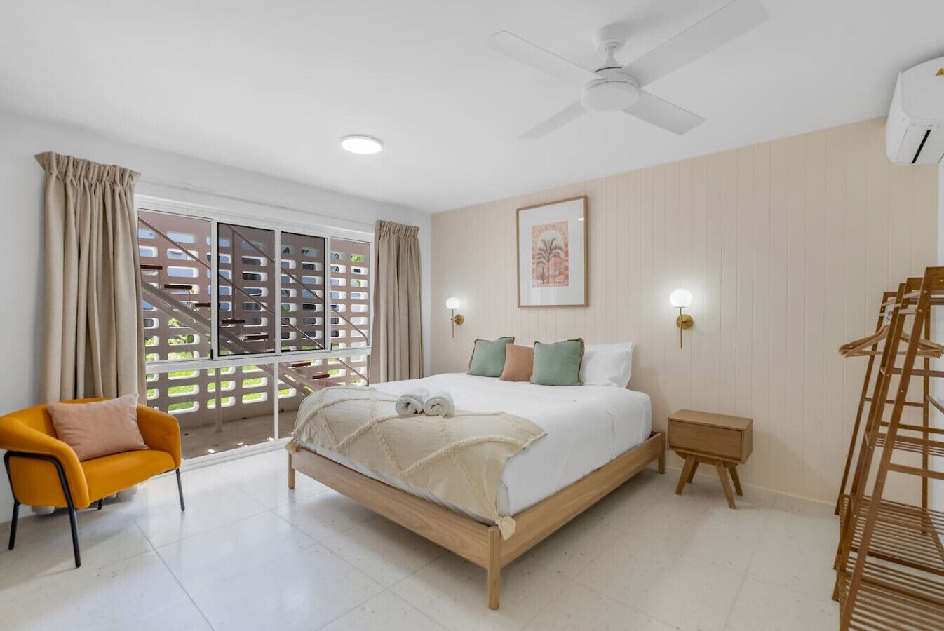 1 bedroom, desk, iron/ironing board, travel cot