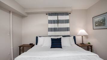 Iron/ironing board, travel crib, free WiFi, bed sheets