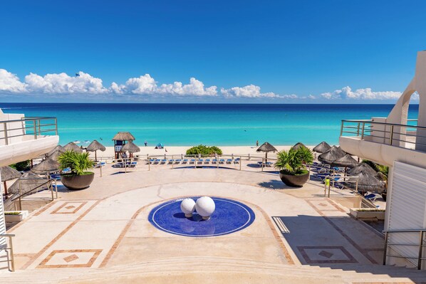 Sun-loungers, beach towels