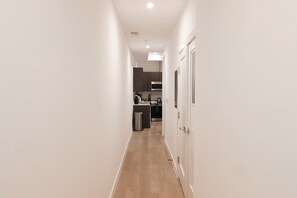 Fridge, toaster, cookware/dishes/utensils, spices