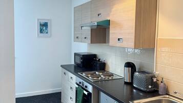 Microwave, oven, electric kettle, toaster