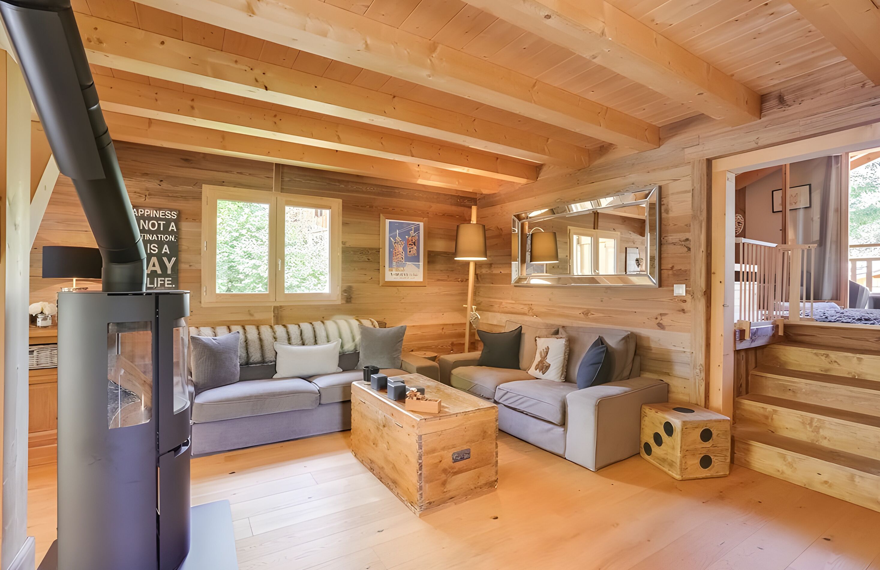 Televisión, chimenea y reproductor de DVD 