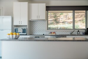 Fridge, microwave, oven, dishwasher