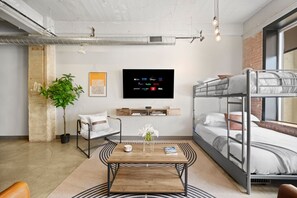 2 bedrooms, desk, iron/ironing board, travel crib