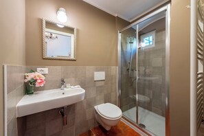 Ducha, secador de pelo, bidé y toallas