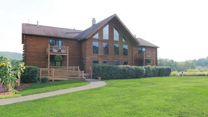 House, Multiple Bedrooms, Accessible, Balcony | Front of property - Spacious 8bd 7ba Log Home on Beltzville Lake in Southern Poconos - No Prom (Lehighton)