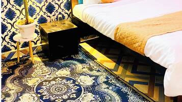 Standard Double Room, Multiple Beds, City View | Desk, laptop workspace, soundproofing, bed sheets