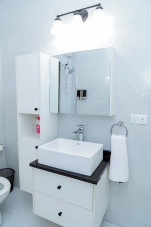 Towels, soap, toilet paper