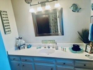 Shower, towels, toilet paper