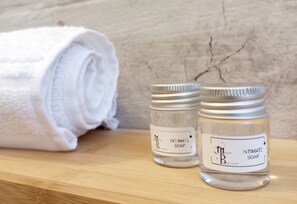 Dusche, Haartrockner, Bidet, Handtücher