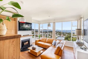 Televisión y chimenea 