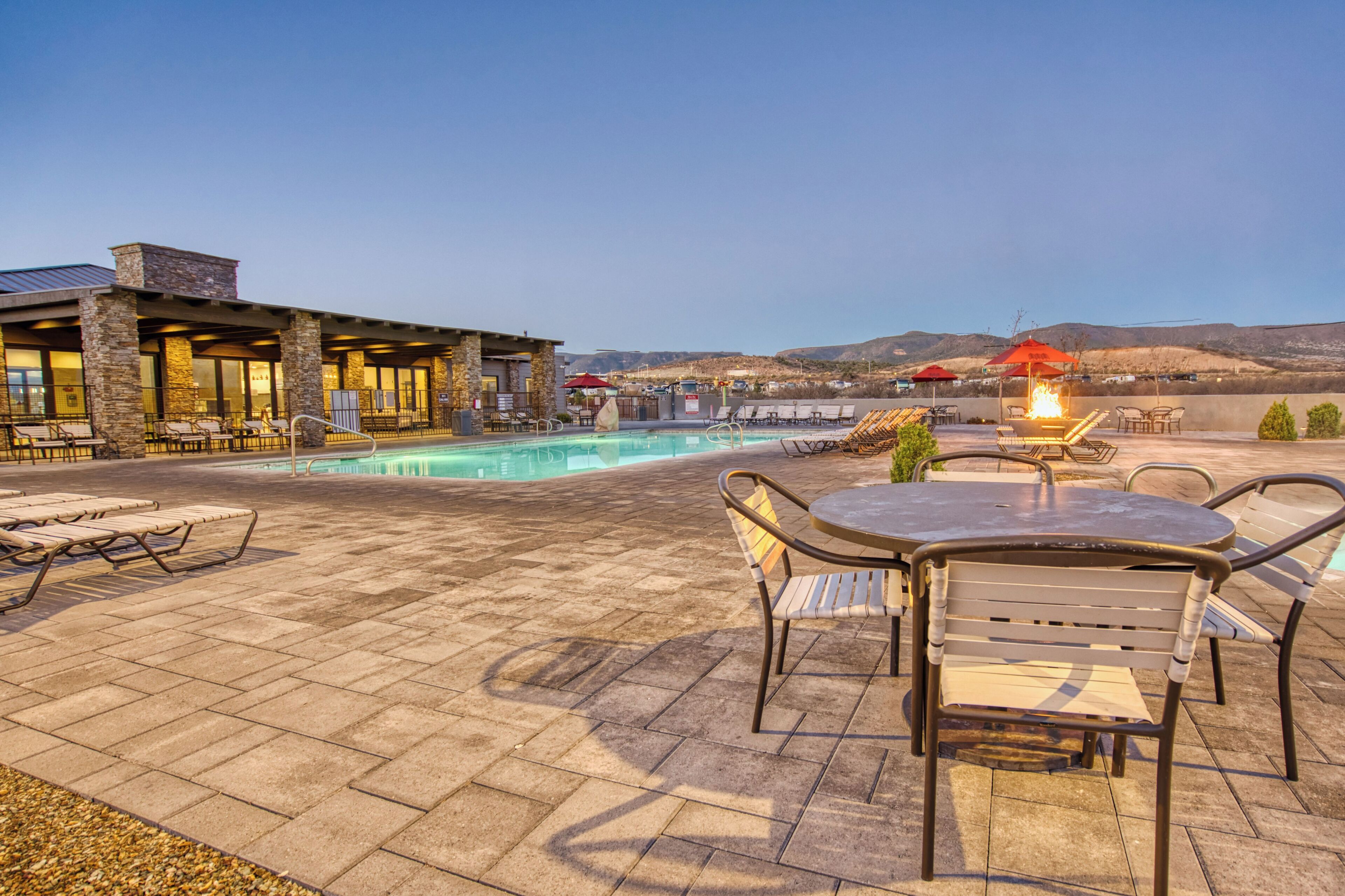 Outdoor pool, open 8:00 AM to 10:00 PM, pool umbrellas, sun loungers