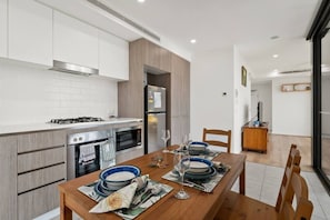 Fridge, microwave, oven, dishwasher