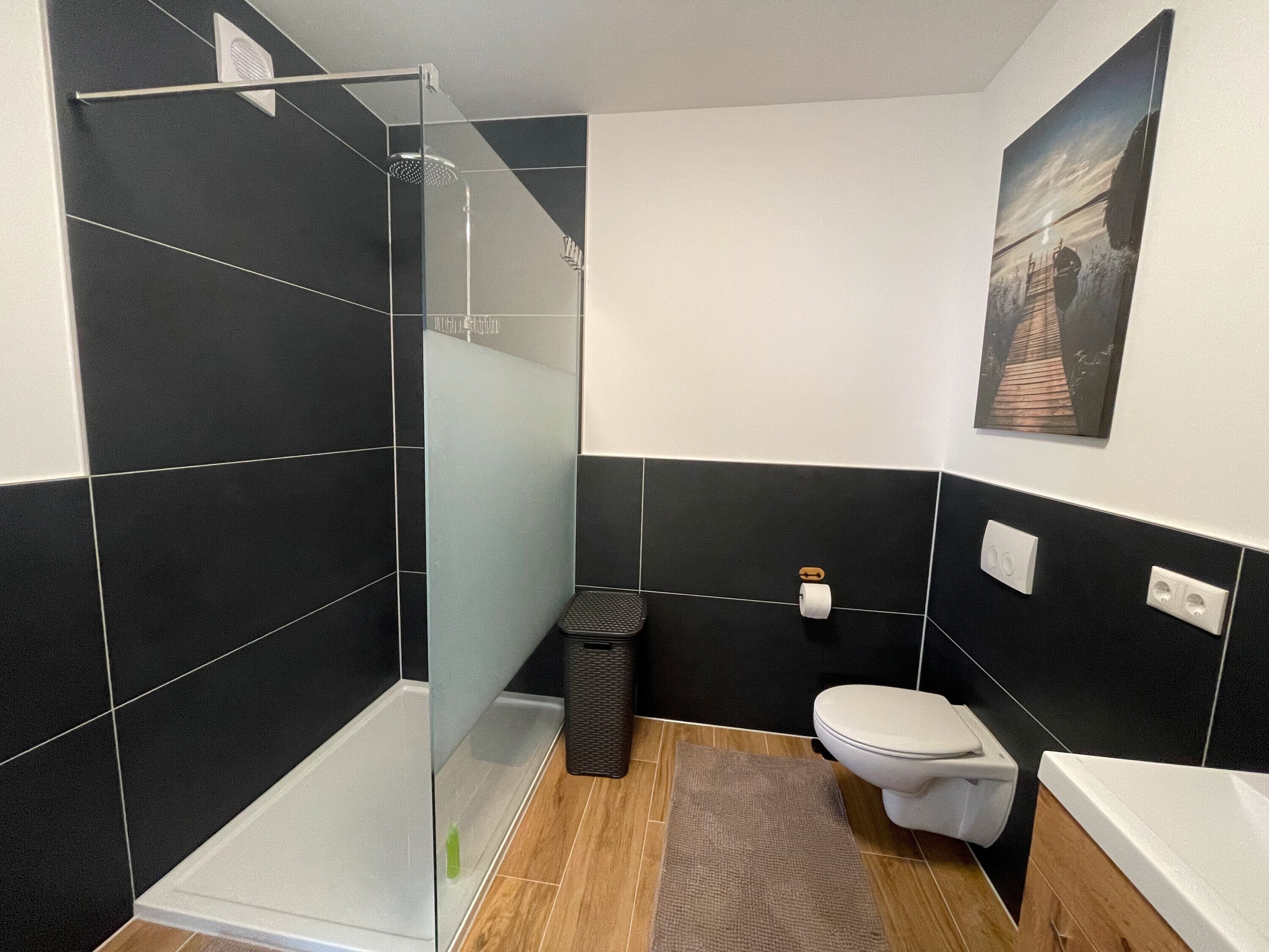 Dusche, Haartrockner, Handtücher