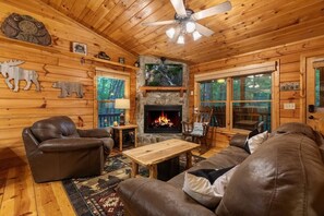 Smart TV, fireplace, table football